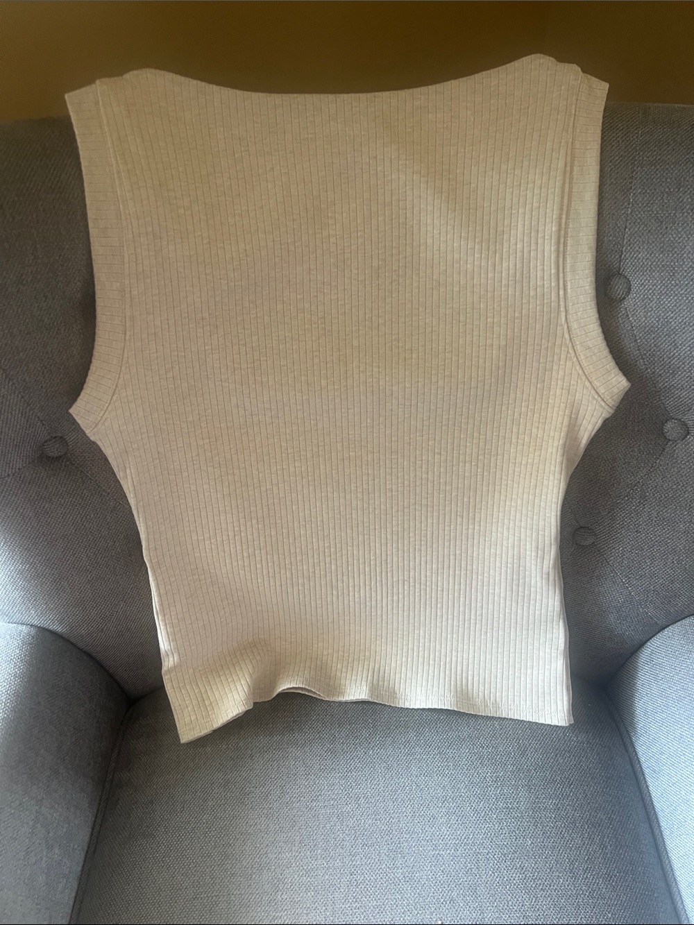 J. Crew Cream Ribbed Button-Side Tank - Picture 4 of 4